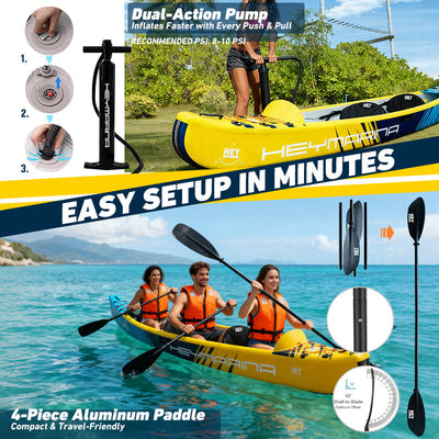 15.1FT Inflatable 3 Person Triple Fishing Kayak 3 Seats