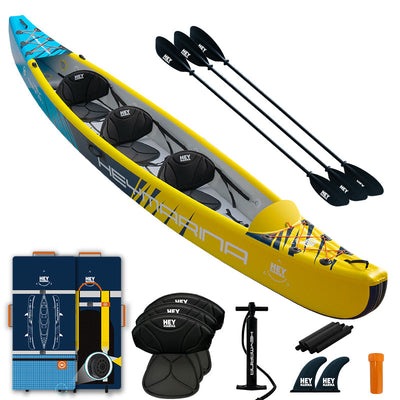 15.1FT Inflatable 3 Person Triple Fishing Kayak 3 Seats