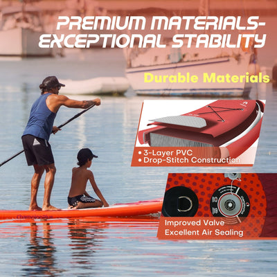 ChampionPlus All-Round Inflatable SUP Board - 10’6’’ - Red - Paddle Board