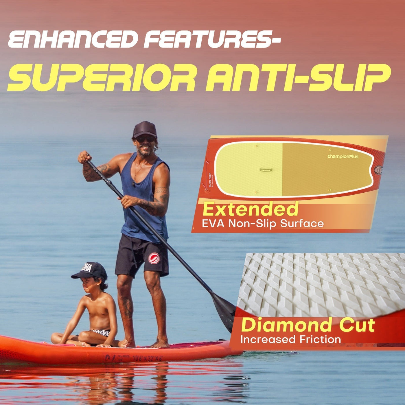 ChampionPlus All-Round Inflatable SUP Board - 10’6’’ - Red - Paddle Board
