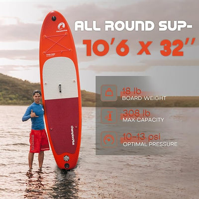 ChampionPlus All-Round Inflatable SUP Board - 10’6’’ - Red - Paddle Board