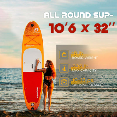 ChampionPlus All-Round Inflatable SUP Board - 10’6’’ - Yellow - Paddle Board