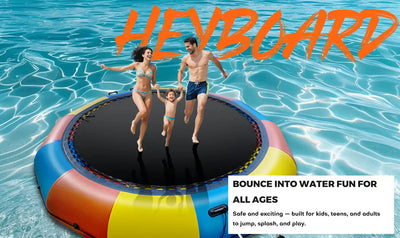 A colorful inflatable water trampoline designed for family fun.