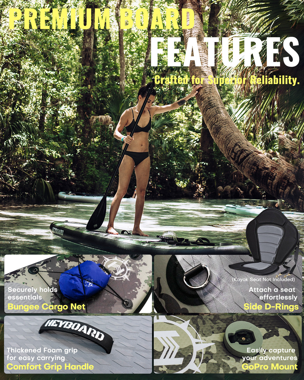 Heyboard 10’6’’ All-Round Inflatable SUP - Camouflage - Paddle Board