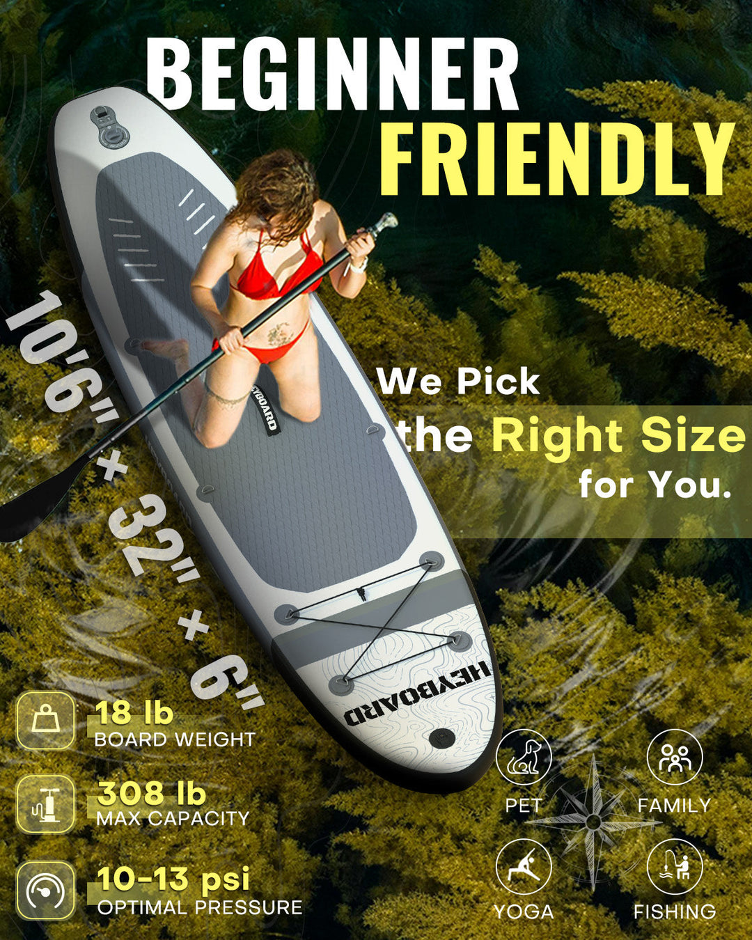 HEYBOARD SUP ALL ROUND 10'6 サップボード SUP HEYBOARD Inflatable Stand Up Paddle Board 10'/10'6” Standup