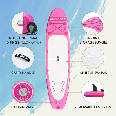 Heyboard All-Round Inflatable SUP Board - 10’6’’ - Pink