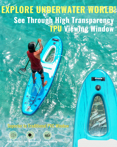 Heyboard All-Round Inflatable SUP Board - 10’6’’ - Transparent Windowed
