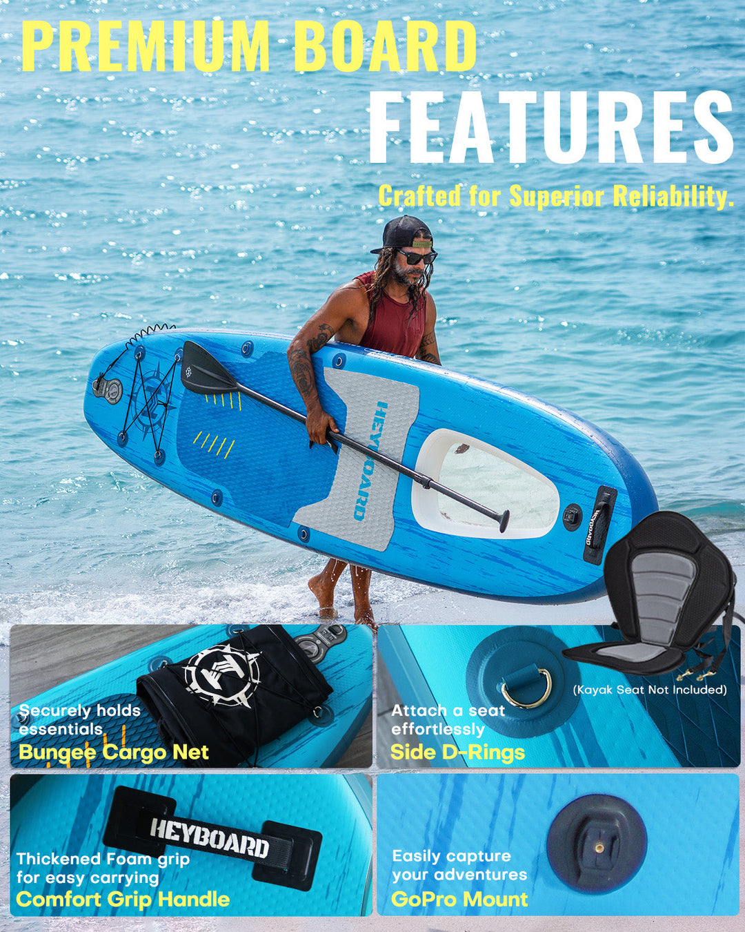 HEYBOARD SUP ALL ROUND 10'6 サップボード SUP Heyboard All-Round Inflatable SUP Board - 10'6