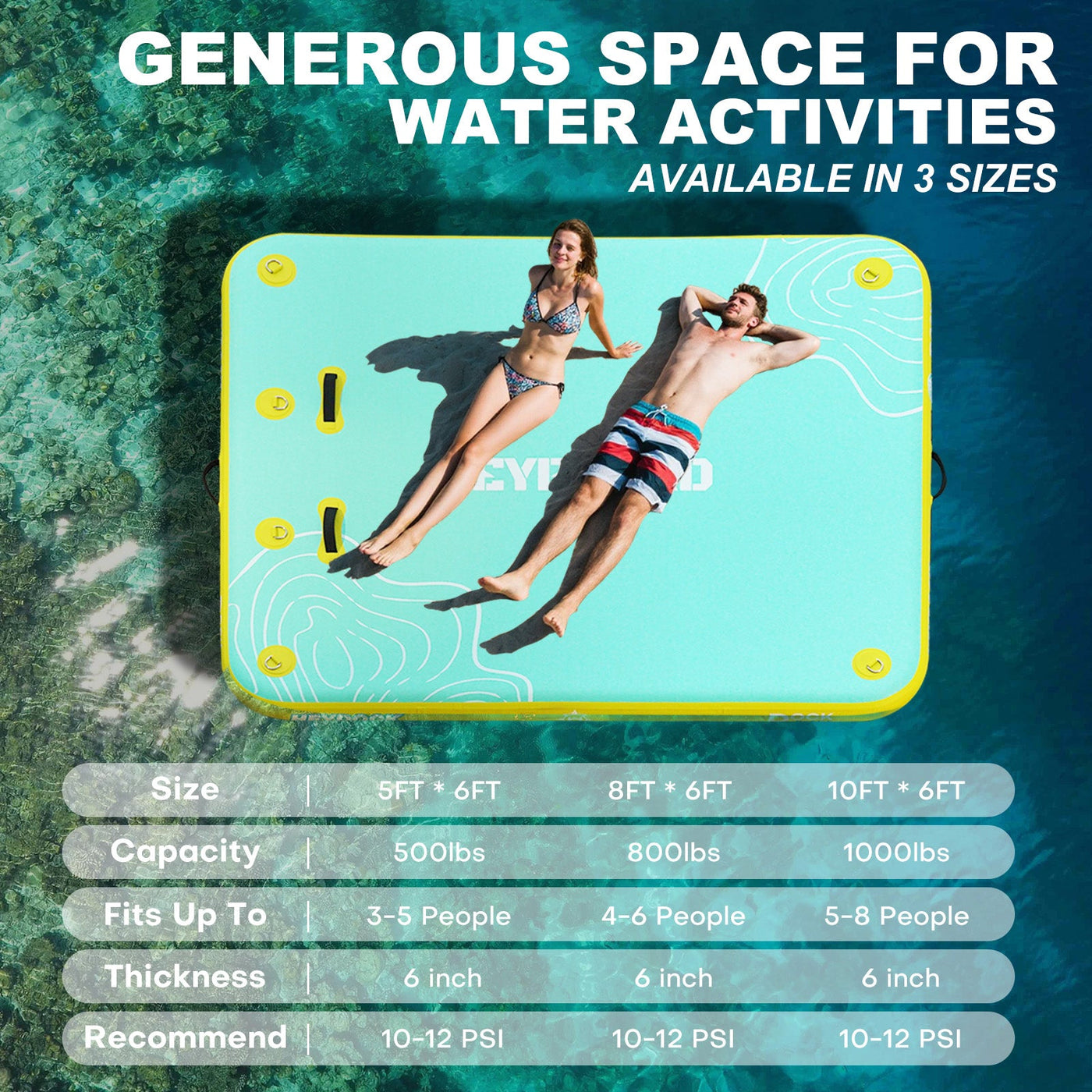 Inflatable Air Dock - 5ft x 6ft 8ft x 6ft 10ft x 6ft