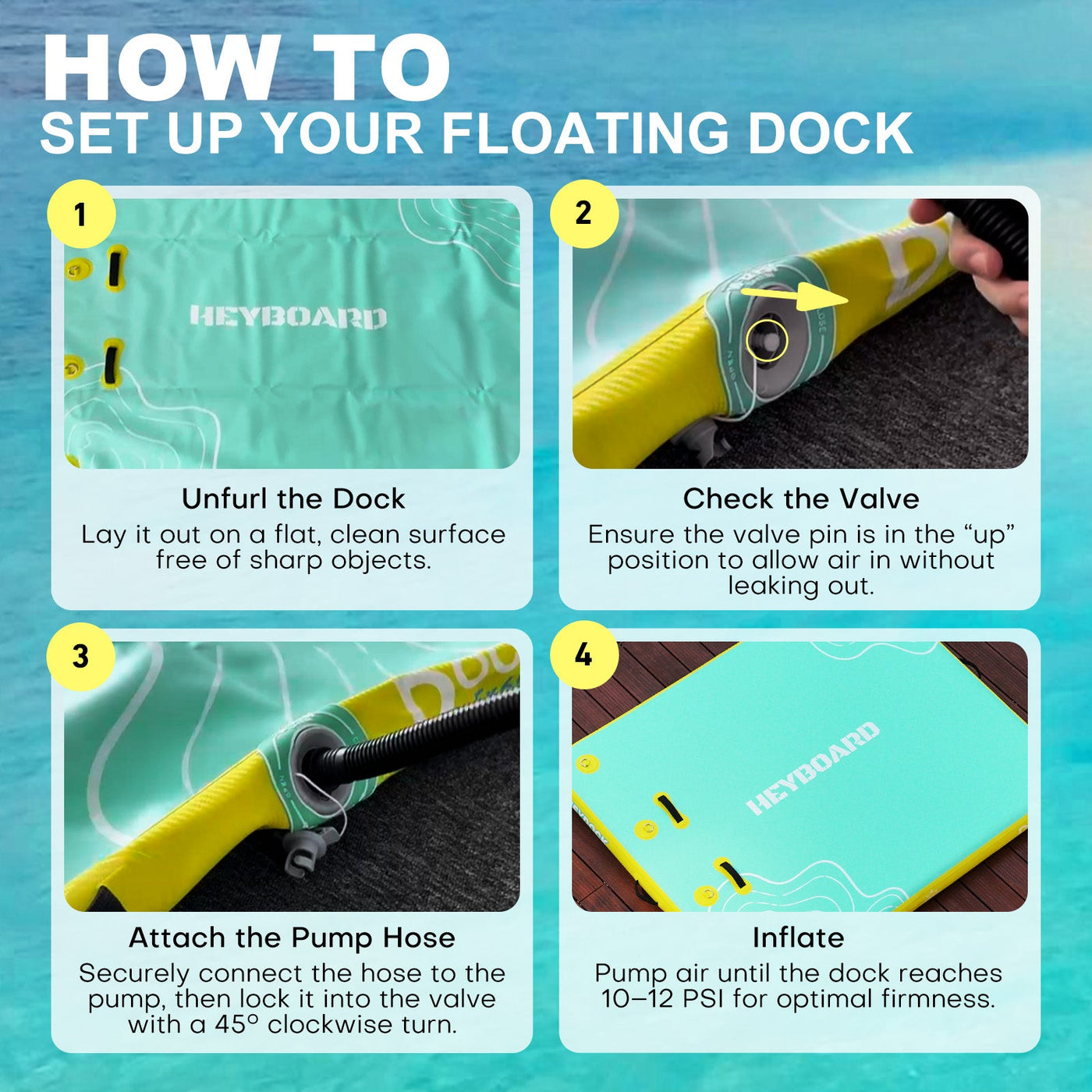 Inflatable Air Dock - 5ft x 6ft 8ft x 6ft 10ft x 6ft