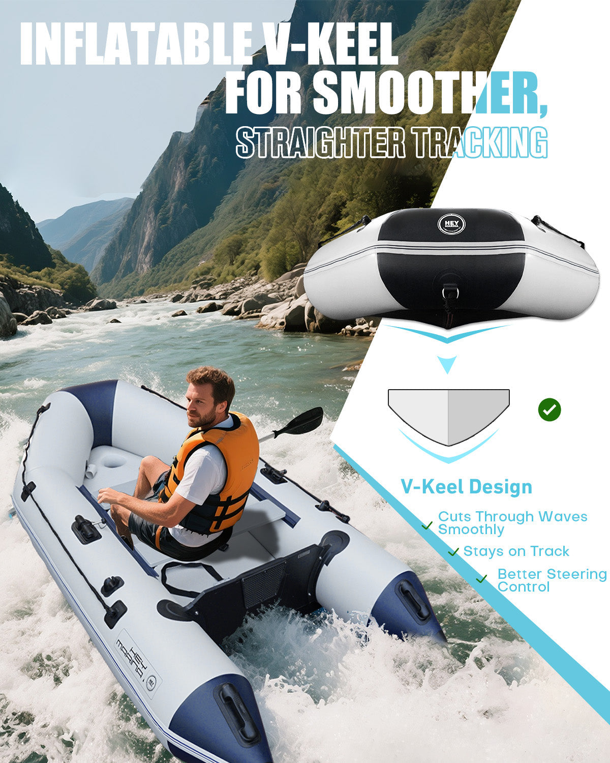 Inflatable Boat Dinghy for Fishing and Relaxation 10ft