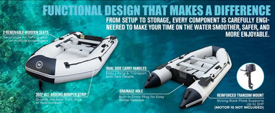 Inflatable boat with motor mount.