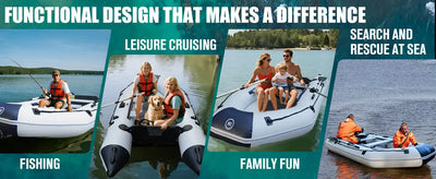 Inflatable boat uses.